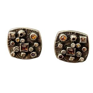 Patricia Locke Square Stud Cufflinks With Crystal Accents